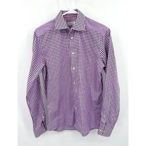 Eton Contemporary Fit Long Sleeve Button Up Shirt Purple Check 38 15
